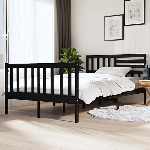 vidaXL Cadre de lit sans matelas noir bois massif