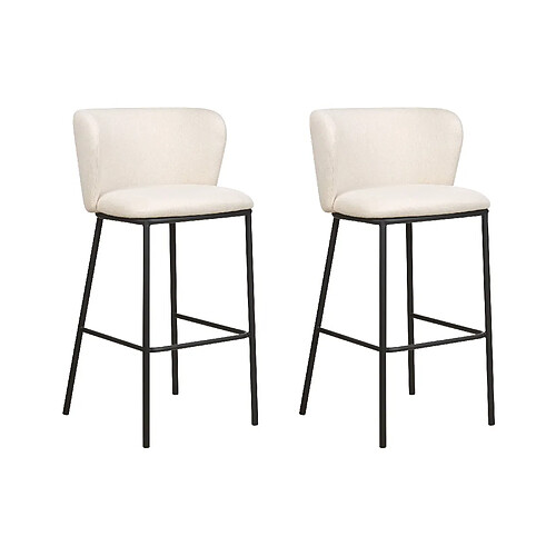 Beliani Tabouret de bar Set de 2 Tissu Blanc cassé MINA