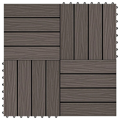 vidaXL Carreau de terrasse en relief 11 pcs WPC 30x30 cm 1 m² Marron