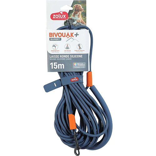 ZOLUX Longe ronde en silicone bleu Bivouak 5 m 15 m.