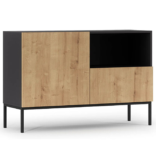 Bestmobilier Felicia - buffet bas - bois et noir - 120 cm