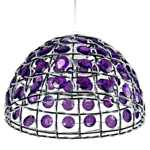 Corep Abat jour Suspension Lustre suspendu Perles mauve violet Plafonnier moderne