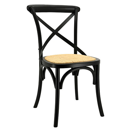 Aubry Gaspard Chaise en bouleau et rotin Bistrot chic.