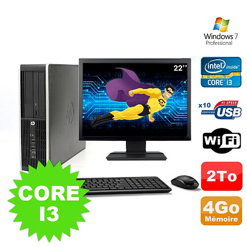 Lot PC HP Compaq Elite 8100 SFF Core I3-530 4Go 2000Go DVD WIFI W7 + Ecran 22" · Occasion