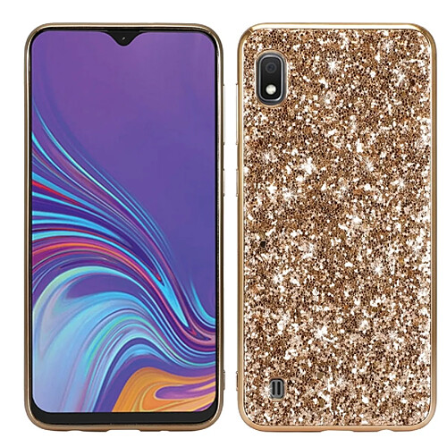 Wewoo Coque Souple TPU antichoc en poudre scintillante pour Galaxy A10 Or