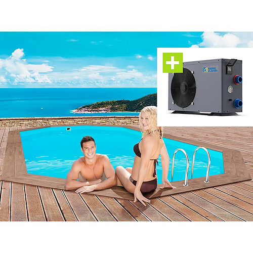 Habitat Et Jardin Piscine bois Rio 120 - 5.60 x 3.70 x 1.24 m + Pompe à chaleur - Puissance 6.1 kW