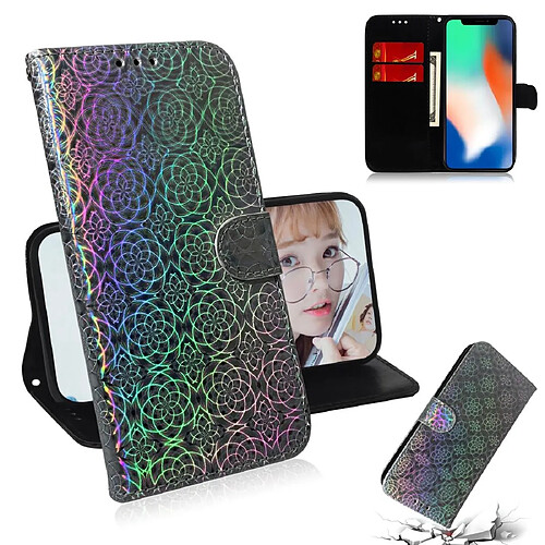 Wewoo Housse Coque Pour iPhone X / XS couleur unie boucle magnétique coloré horizontale étui en cuir PU avec titulaire et fentes cartes et portefeuille et lanière Argent