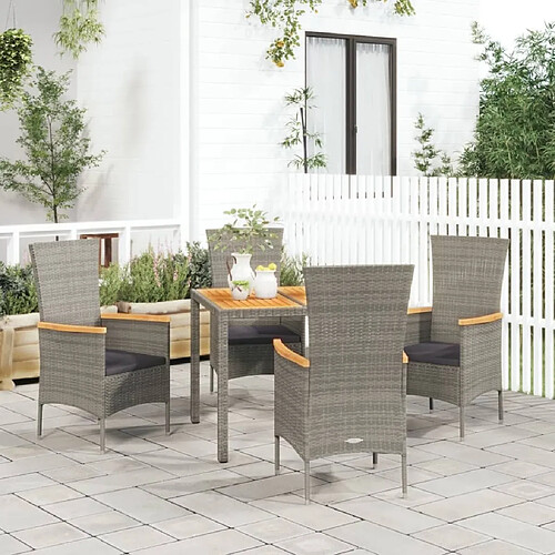 Salle à manger de jardin 5 pcs,Table et chaise à dîner avec coussins Gris -MN97144