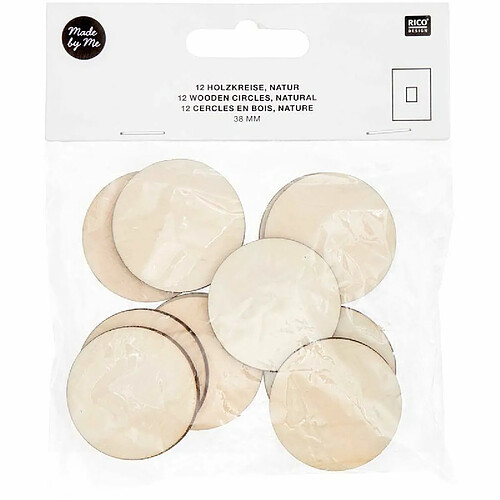 Rico 12 disques en bois naturel - grand 38 mm