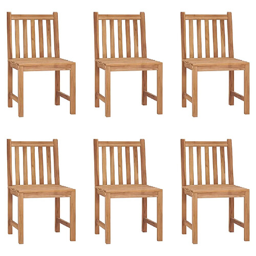 vidaXL Chaises de jardin lot de 6 Bois de teck solide