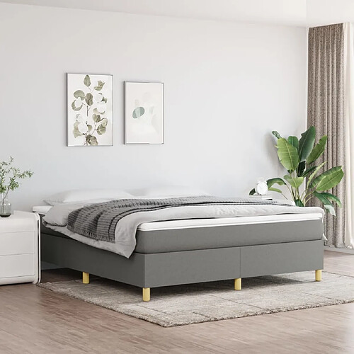 Maison Chic Lit Adulte - Lit simple Lit à sommier tapissier avec matelas moelleux - Meuble de Chambre - Gris foncé 160x200cm Tissu -MN80164