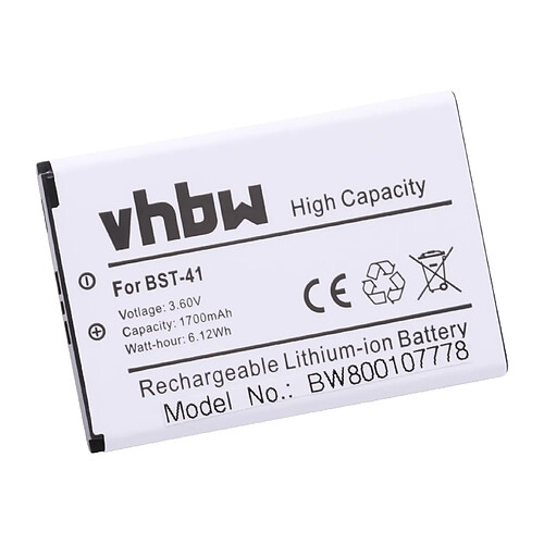 Batterie Li-Ion vhbw 1700mAh pour téléphone portable, Smartphone Sony MT25, MT25a, MT25i, Xperia neo L, Xperia X2i, Xperia X3, Zeus. Remplace: BST-41