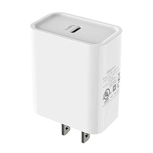 Adaptateur De Bloc De Chargeur Mural USB-C à Un Port 18W Blanc Pour Téléphones Prise Américaine