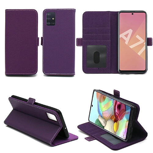 Xeptio Samsung Galaxy A71 Etui Protection Portefeuille violet à Rabat avec Porte Cartes - Housse Folio violette Coque Silicone Antichoc Smartphone 2020 - Accessoires Pochette