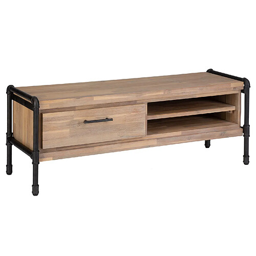 Atmosphera, Createur D'Interieur Meuble TV industriel métal et bois Siam - L. 130 x H. 45 cm - Marron bois