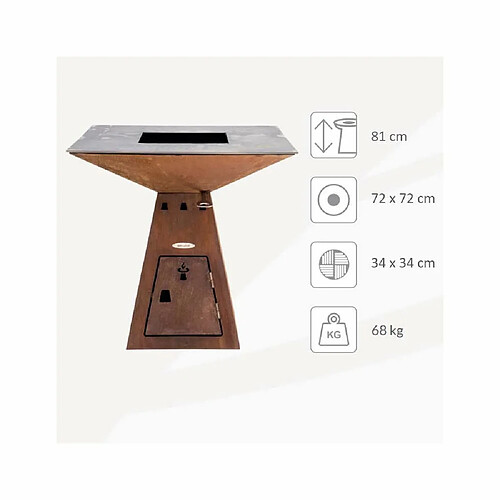 Remundi Barbecue brasero en acier Cube Surface de cuisson 82 cm.