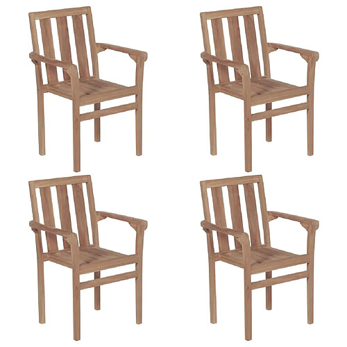 vidaXL Chaises de jardin empilables lot de 4 Boie de teck solide