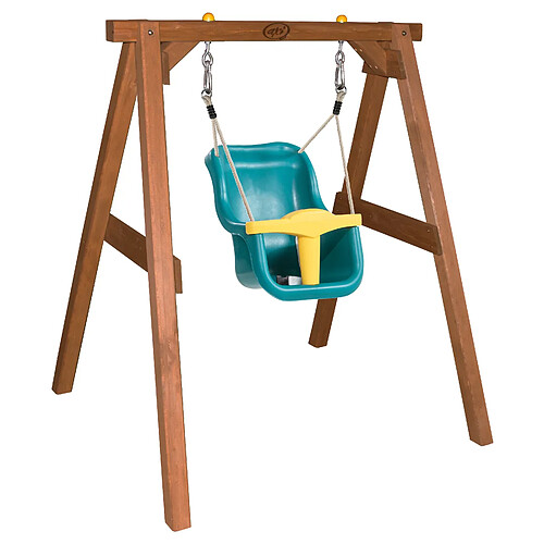 AXI Portique en Bois Marron - Balançoire Bébé | Balançoire turquoise / JAUNE pour les enfants à partir de 9 mois | Balançoire pour l'extérieur / le jardin