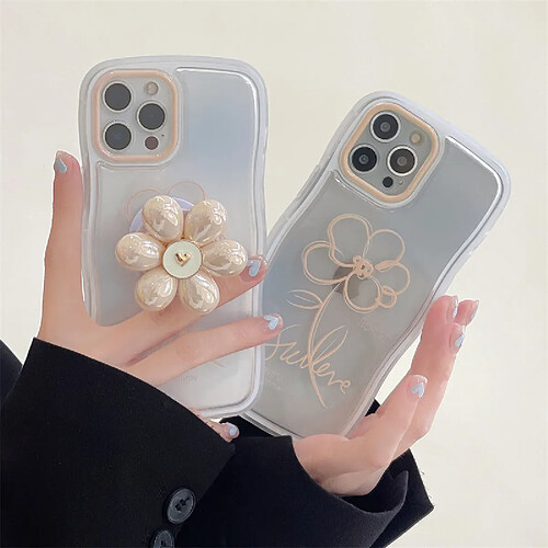 GUPBOO Étui pour iPhone11 support de cas de téléphone portable littéraire de fleur de ligne simple pour femmes