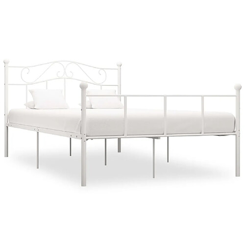 Maison Chic Lit adulte - Lit simple Cadre de lit,Structure du lit Contemporain Blanc Métal 120 x 200 cm -MN86524