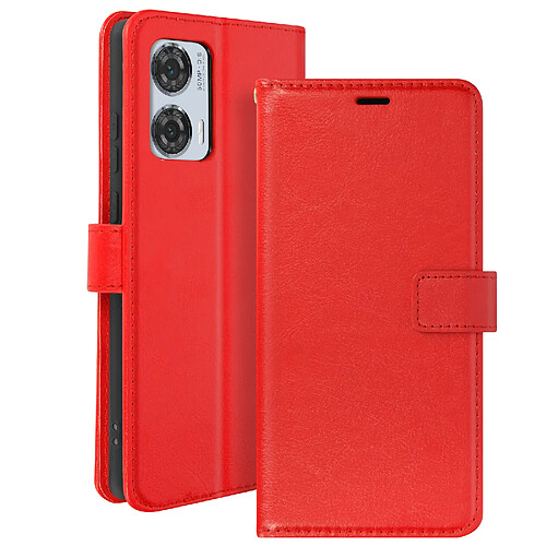 Mayaxess Étui pour Motorola Edge 50 Fusion Portefeuille avec Dragonne Rouge