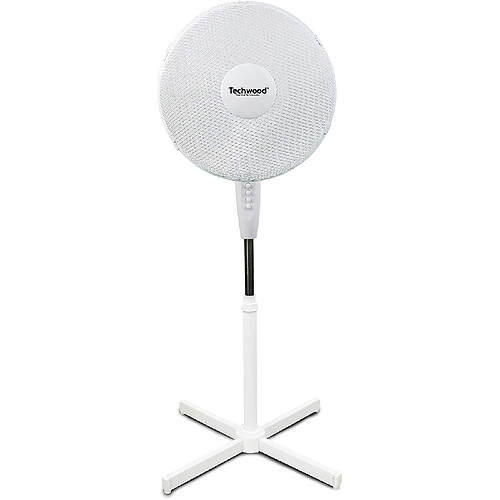 Techwood Ventilateur sur pied de 40 cm avec hauteur réglable 40W blanc