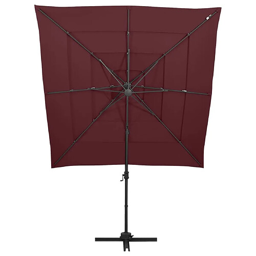 Maison Chic Parasol Jardin | Parasol à 4 niveaux avec mat en aluminium Bordeaux 250x250 cm - GKD52719