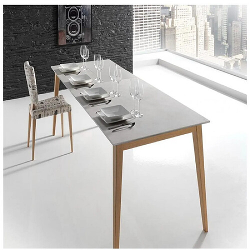 Inside 75 Table repas extensible NORDIC 10 couverts 160/260x90cm pieds chêne plateau céramique Hidra