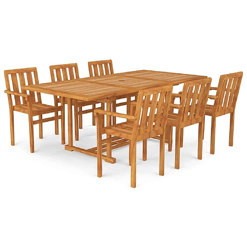 Maison Chic Salon de jardin 7 pcs - Table et chaises d'extérieur - Mobilier/Meubles de jardin Moderne Bois de teck massif -MN94579