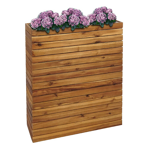 Mendler Jardinière sur pied HWC-L21, bac à fleurs, carré 77x63x23cm Outdoor en bois d'acacia certifié MVG, brun