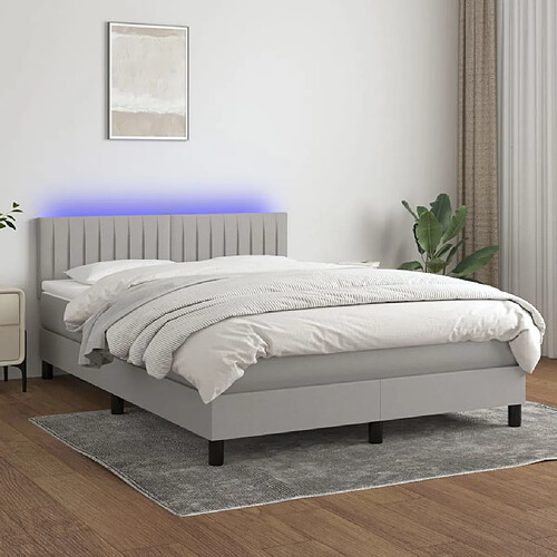 Sommier à lattes,Cadre à lattes de lit et matelas et LED pour Adulte Gris clair 140x190 cm -MN63292