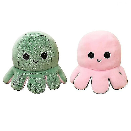 Universal Poupée retournée double face, peluche douce et réversible (rose/vert)