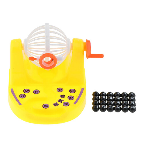 Mini Bingo Cage et Balles Set Machine de Jeu de Loterie Interactive Jouet Jaune