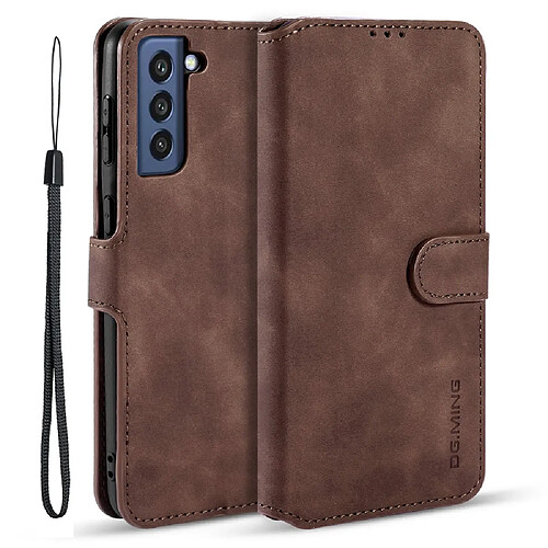 Dg.Ming Etui en PU Style rétro avec support café pour votre Samsung Galaxy S21 FE