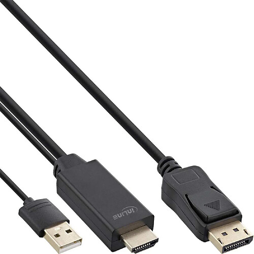 InLine HDMI to DisplayPort Converter Cable - Videokabel - HDMI, USB (nur Strom) männlich zu DisplayPort männlich - 1,5m - Schwarz - 4K Unterstützung, aktiv (17164P)