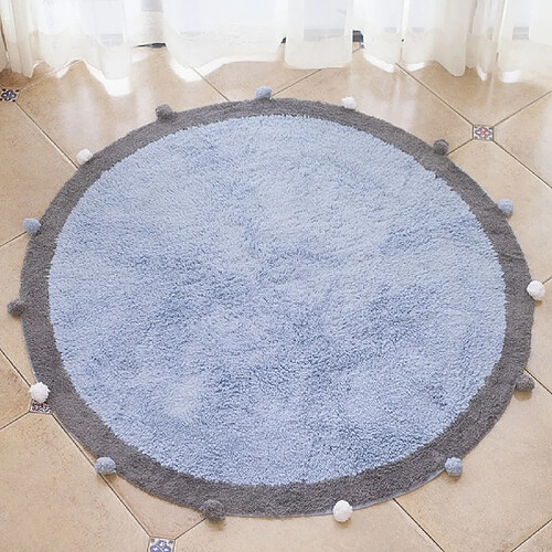 Wewoo Paillasson rond de tapis de de coton d'enfants de ménage de de boulediamètre 1.2m bleu