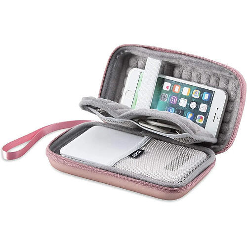 SANAG Housse Disque Dur Étui De Voyage Rigide , Housse De Protection Power Bank Anti-Choc Coque De Transport Pour Batterie Externe Poweradd/Yoobao/Kyoka Sac De Protecteur Eva Pour Câble/Casque-Or Rose