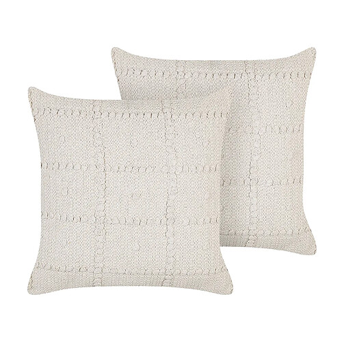 Beliani Lot de 2 coussins IXORA Coton 45 x 45 cm Géométrique Beige