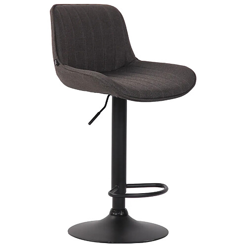 Decoshop26 Tabouret de bar chaise haute x1 en tissu gris foncé coutures verticales support en métal noir 10_0000564