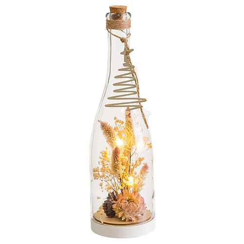 BigBuy Home Décorations de Noël Naturel Fleurs Bouteille 8,3 x 8,3 x 28,5 cm