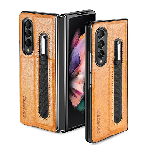 Coque en TPU + PU CASENEO anti-rayures avec porte-stylo marron pour votre Samsung Galaxy Z Fold3 5G