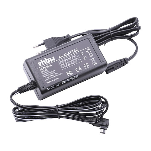 vhbw Bloc d'alimentation, chargeur adaptateur remplacement pour Sony AC-PW10AM pour appareil photo, caméra vidéo - Câble 2m