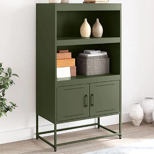 vidaXL Buffet haut vert olive 68,5x38,5x123,5 cm acier