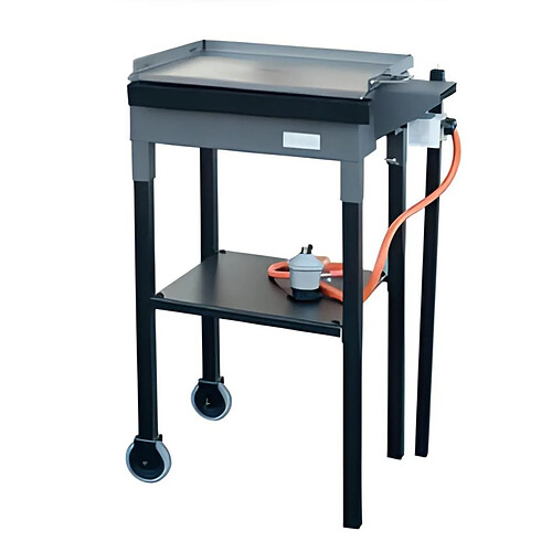 Visiodirect Barbecue Planche à gaz avec Chariot en Acier inoxydable coloris noir - 59 x 41 x 90 cm