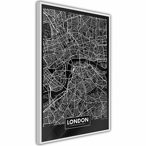 Paris Prix Affiche Murale Encadrée City Map London Dark 30 x 45 cm Blanc