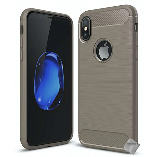 Htdmobiles Coque silicone gel carbone pour Apple iPhone X + verre trempe - GRIS