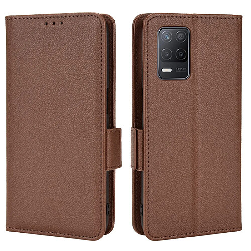 Etui en PU texture litchi avec support, marron pour votre Realme 8 5G/V13 5G/Narzo 30 5G