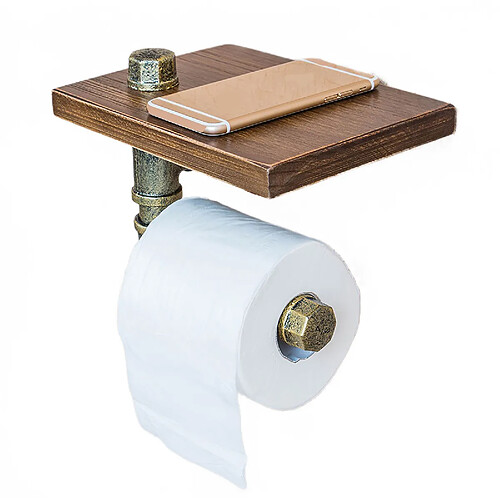 Universal Porte-papier toilette en laiton en bois avec rayon téléphonique pour le stockage des mouchoirs de toilette Porte-papier toilette Accessoires de salle de bains