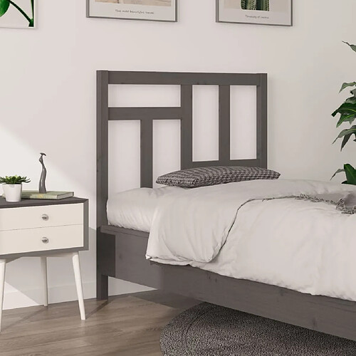 Maison Chic Tête de lit scandinave pour lit adulte,Meuble de chambre Gris 95,5x4x100 cm Bois massif de pin -MN51845