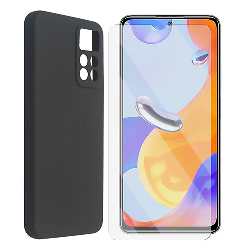 Coque de protection souple silicone Noir + Lot de 2 verre trempé pour Xiaomi Redmi Note 11 Pro 5G 6.67" -Visiodirect -